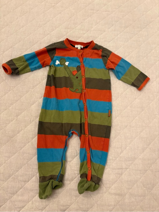 Le Top Other - Le Top Striped Crocodile Footed One-Piece - Green/Blue/Orange/Brown